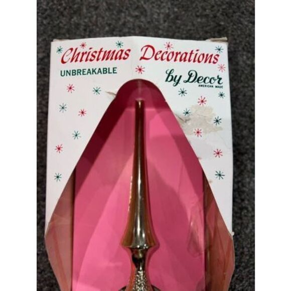 Vintage Glass Tree Topper- JewelBrite -Electrified New In Box Decor Angel Gold - Picture 6 of 9